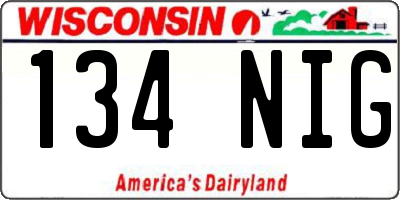 WI license plate 134NIG