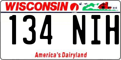 WI license plate 134NIH