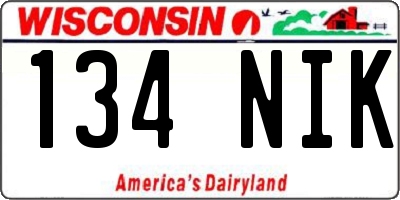 WI license plate 134NIK