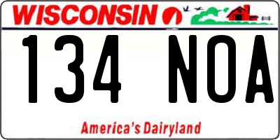 WI license plate 134NOA