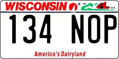 WI license plate 134NOP