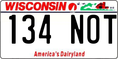 WI license plate 134NOT