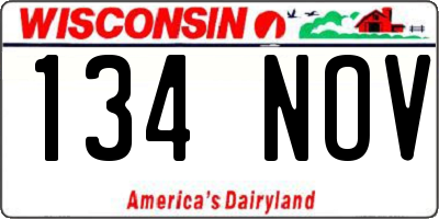 WI license plate 134NOV