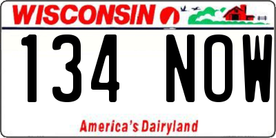 WI license plate 134NOW