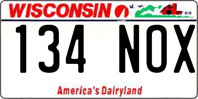 WI license plate 134NOX