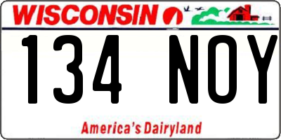 WI license plate 134NOY