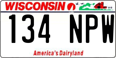 WI license plate 134NPW