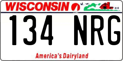 WI license plate 134NRG