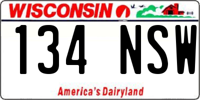 WI license plate 134NSW