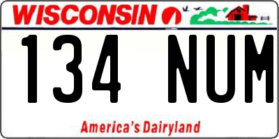 WI license plate 134NUM