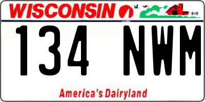 WI license plate 134NWM