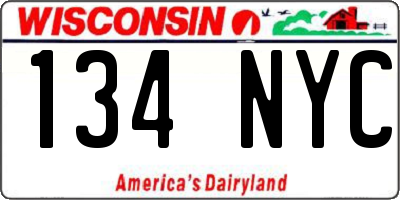 WI license plate 134NYC
