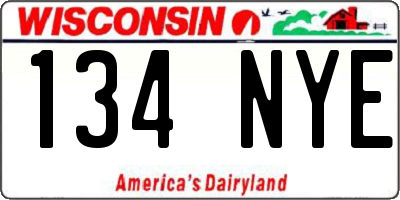 WI license plate 134NYE