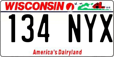 WI license plate 134NYX