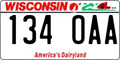 WI license plate 134OAA