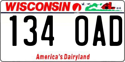 WI license plate 134OAD