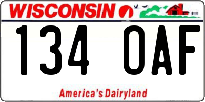 WI license plate 134OAF