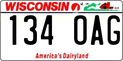 WI license plate 134OAG