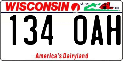 WI license plate 134OAH