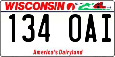WI license plate 134OAI