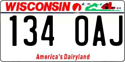WI license plate 134OAJ