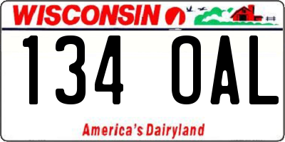 WI license plate 134OAL
