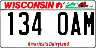 WI license plate 134OAM