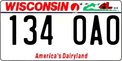 WI license plate 134OAO