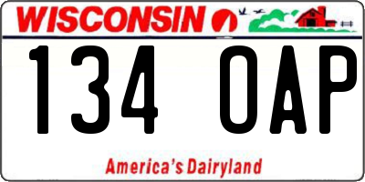 WI license plate 134OAP