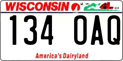 WI license plate 134OAQ