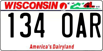 WI license plate 134OAR