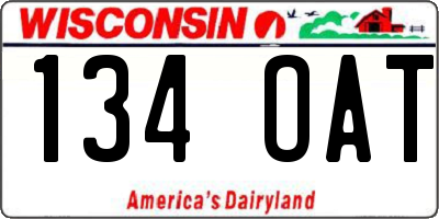 WI license plate 134OAT
