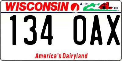 WI license plate 134OAX