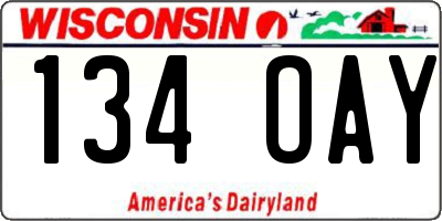 WI license plate 134OAY