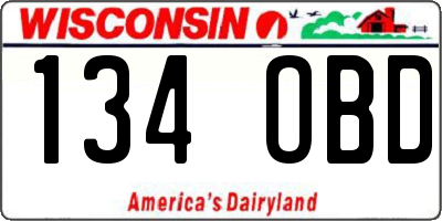 WI license plate 134OBD