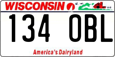 WI license plate 134OBL