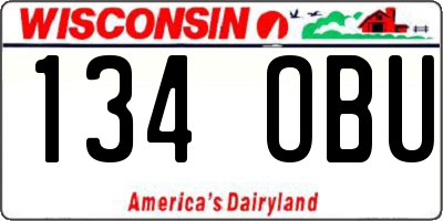 WI license plate 134OBU