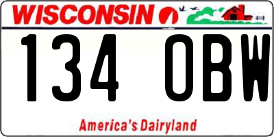 WI license plate 134OBW