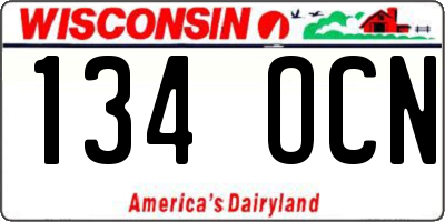 WI license plate 134OCN