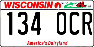 WI license plate 134OCR