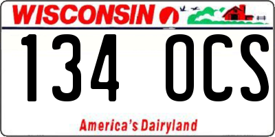 WI license plate 134OCS