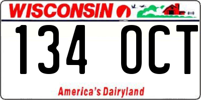 WI license plate 134OCT