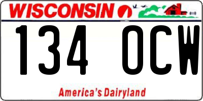 WI license plate 134OCW