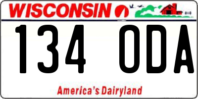 WI license plate 134ODA