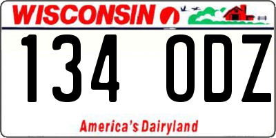 WI license plate 134ODZ