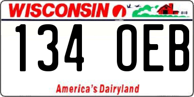 WI license plate 134OEB