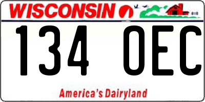 WI license plate 134OEC