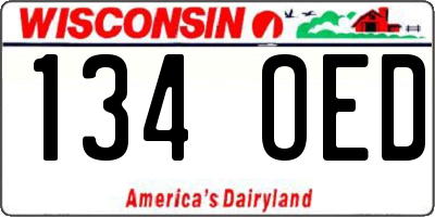 WI license plate 134OED