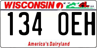 WI license plate 134OEH
