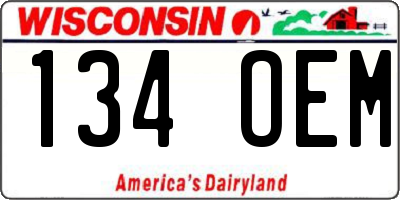 WI license plate 134OEM
